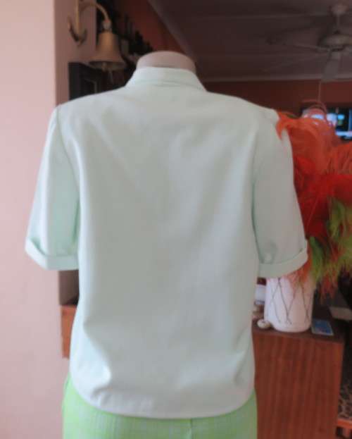 Gorgeous mint green cropped short sleeve jacket/top. Close with 2 buttons.Fully lined.Size 34/10.