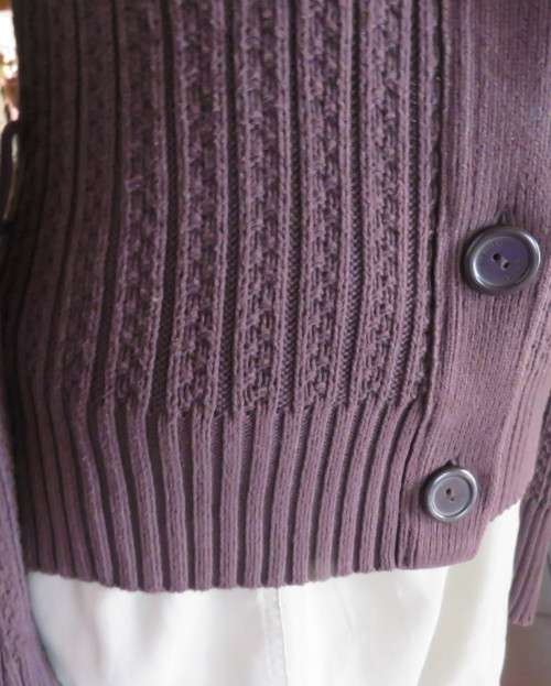 Heavy cotton knit button down long sleeve anchor grey cardigan.High collar.By OLD KHAKI.Size 34/36