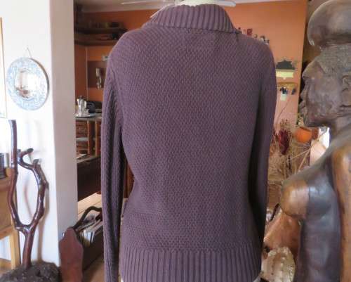 Heavy cotton knit button down long sleeve anchor grey cardigan.High collar.By OLD KHAKI.Size 34/36