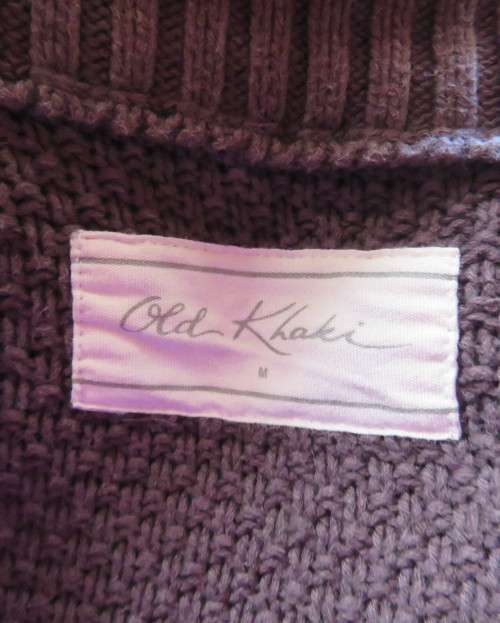 Heavy cotton knit button down long sleeve anchor grey cardigan.High collar.By OLD KHAKI.Size 34/36