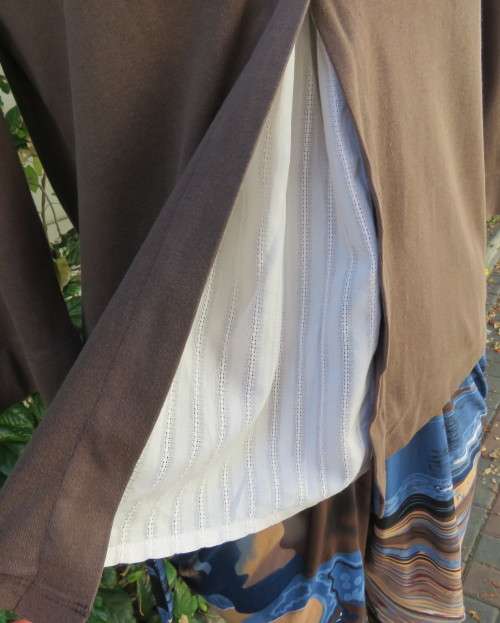 Casual med.brown slip over 100% cotton top with cream front inlay. Size 36/12. By WOOLWORTHS.