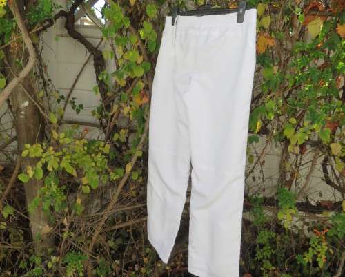 NIKE dri-fit white straight legged sport pants in 100% polyester with stretch netting inner,Size 36.