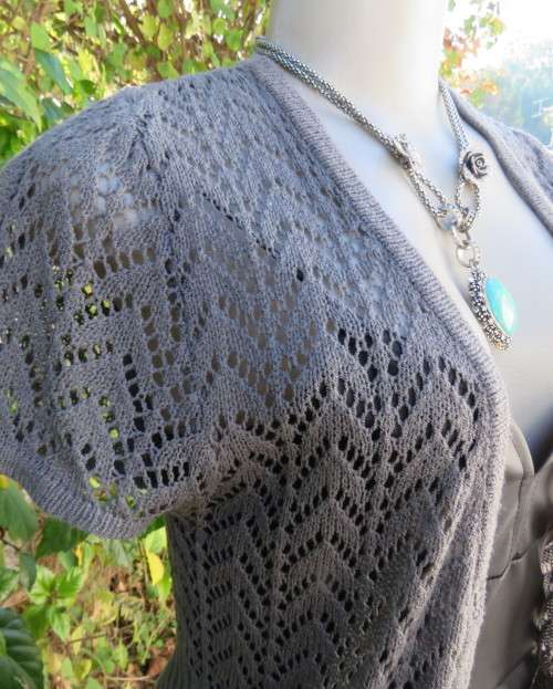 Sweet capped sleeve ash grey V front button down cover up/cardigan.Size 36 . As new.