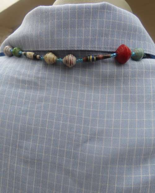 Beautiful slightly creased blue/white small check long sleeve button down top.Size 44/20.As new