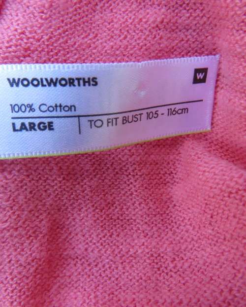 Handy light weight 100% cotton knit crimson long sleeve cardigan with V front.By WOOLWORTHS size 40