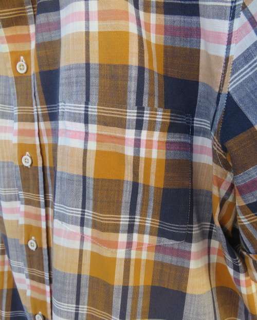 Handsome DAVID JONES short sleeve pure cotton checked shirt in rust/navy/white. Size X Large.As new.
