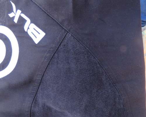 Black men`s shorts by BLK size XL in polyester with suede look inlays at sides.With logos.Drawstring