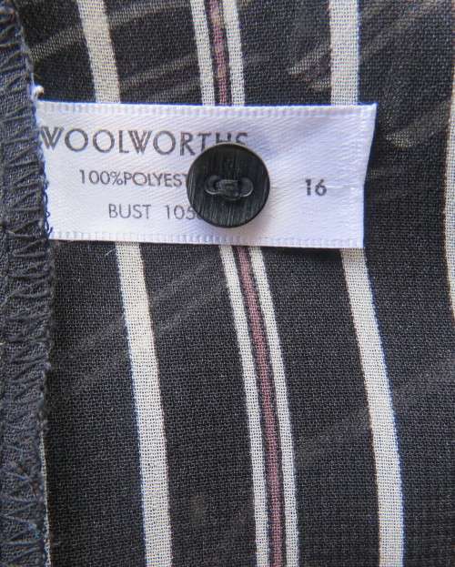 Smart,versatile black/white striped long sleeve sheer polyester top by WOOLWORTHS size 40/16.As new.