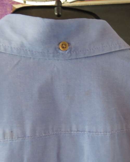High class denim blue short sleeve casual Men`s shirt by WOOLWORTHS.One pocket.Slim fit size Large.