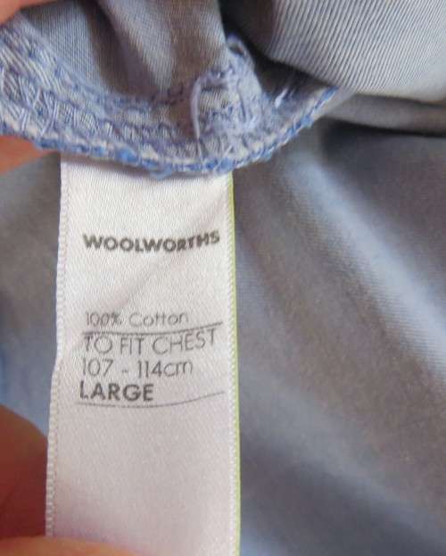 High class denim blue short sleeve casual Men`s shirt by WOOLWORTHS.One pocket.Slim fit size Large.
