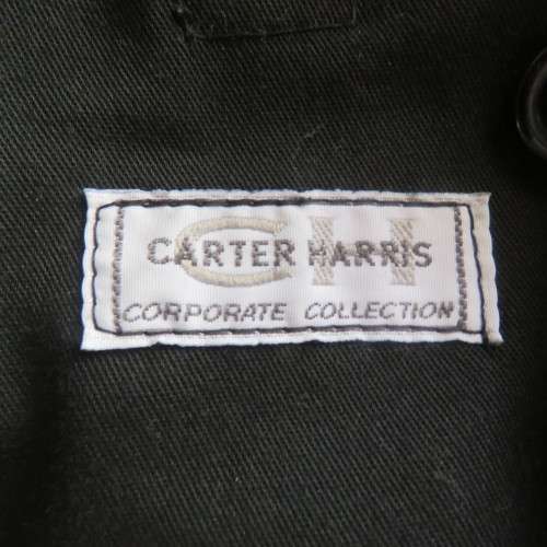 Black parka jacket in heavy cotton fully lined by CARTER HARRIS. Size XXL.Large pockets.Zipped front