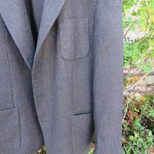 Grey pure new wool men`s jacket-viscose lining. By OXFORD Germany. Size 52.Chest 130cm