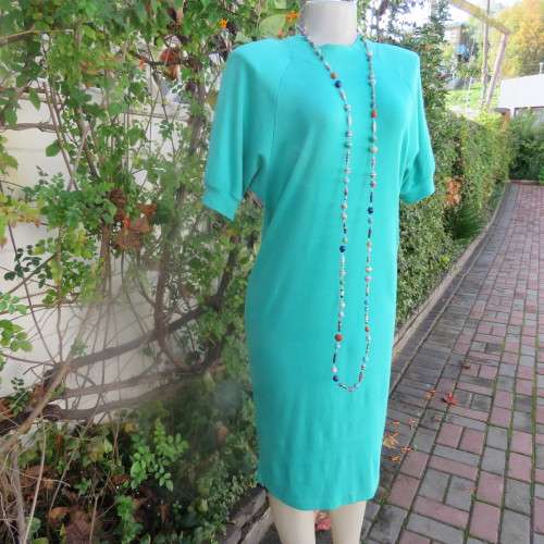 Emerald green polycotton stretch slip over 80`s dress by DISORDERLY CONDUCT California size 37/13.