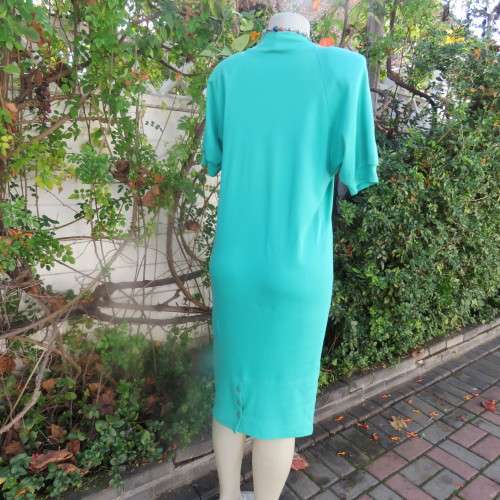 Emerald green polycotton stretch slip over 80`s dress by DISORDERLY CONDUCT California size 37/13.