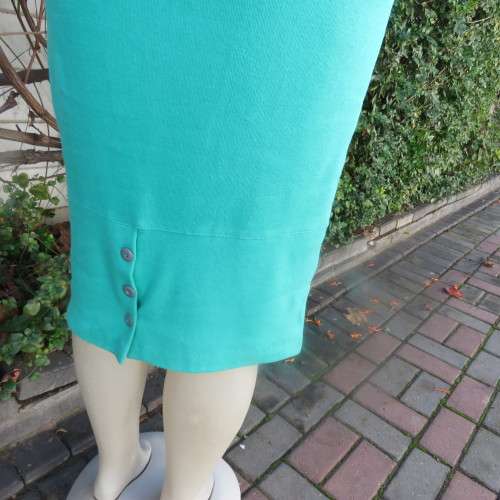 Emerald green polycotton stretch slip over 80`s dress by DISORDERLY CONDUCT California size 37/13.