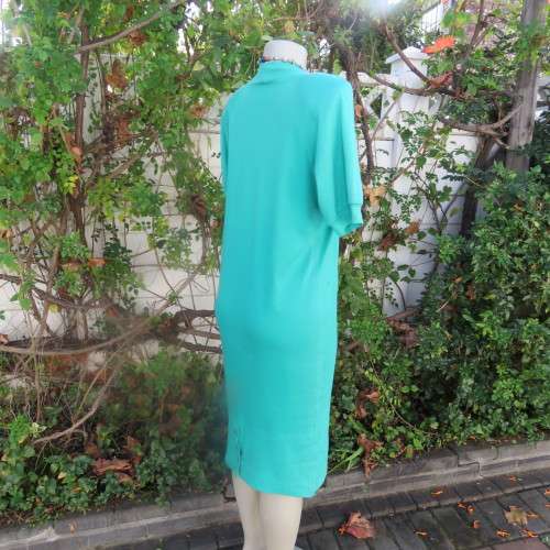 Emerald green polycotton stretch slip over 80`s dress by DISORDERLY CONDUCT California size 37/13.