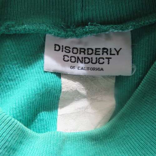 Emerald green polycotton stretch slip over 80`s dress by DISORDERLY CONDUCT California size 37/13.