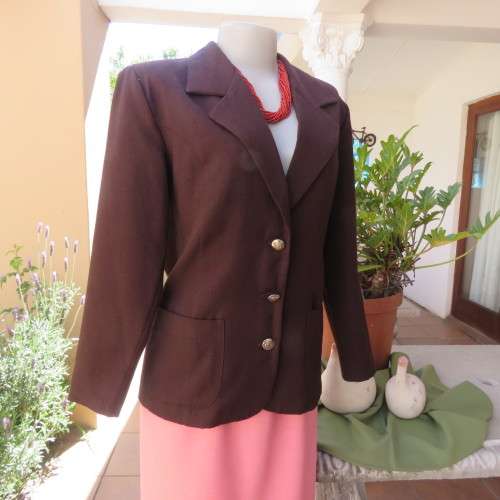 Smart fully lined tailored brown warm polyester long sleeve jacket size 36/12 by IN CLOTHING.As new.