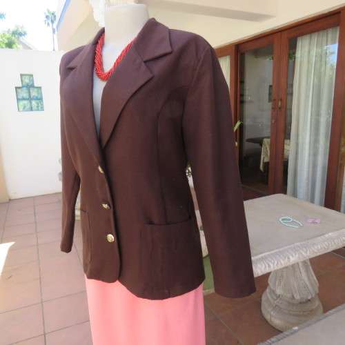 Smart fully lined tailored brown warm polyester long sleeve jacket size 36/12 by IN CLOTHING.As new.