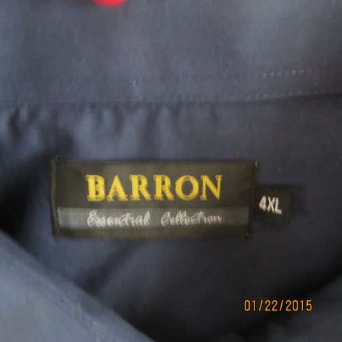 High quality dark navy polycotton long sleeve men`s shirt by BARRON. Size 4XL.Brand new cond.