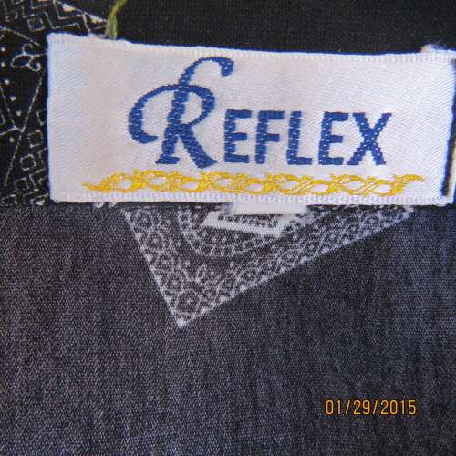 Very black long cuffed sleeve top with white square/round designs. By REFLEX size 42/18. As new.