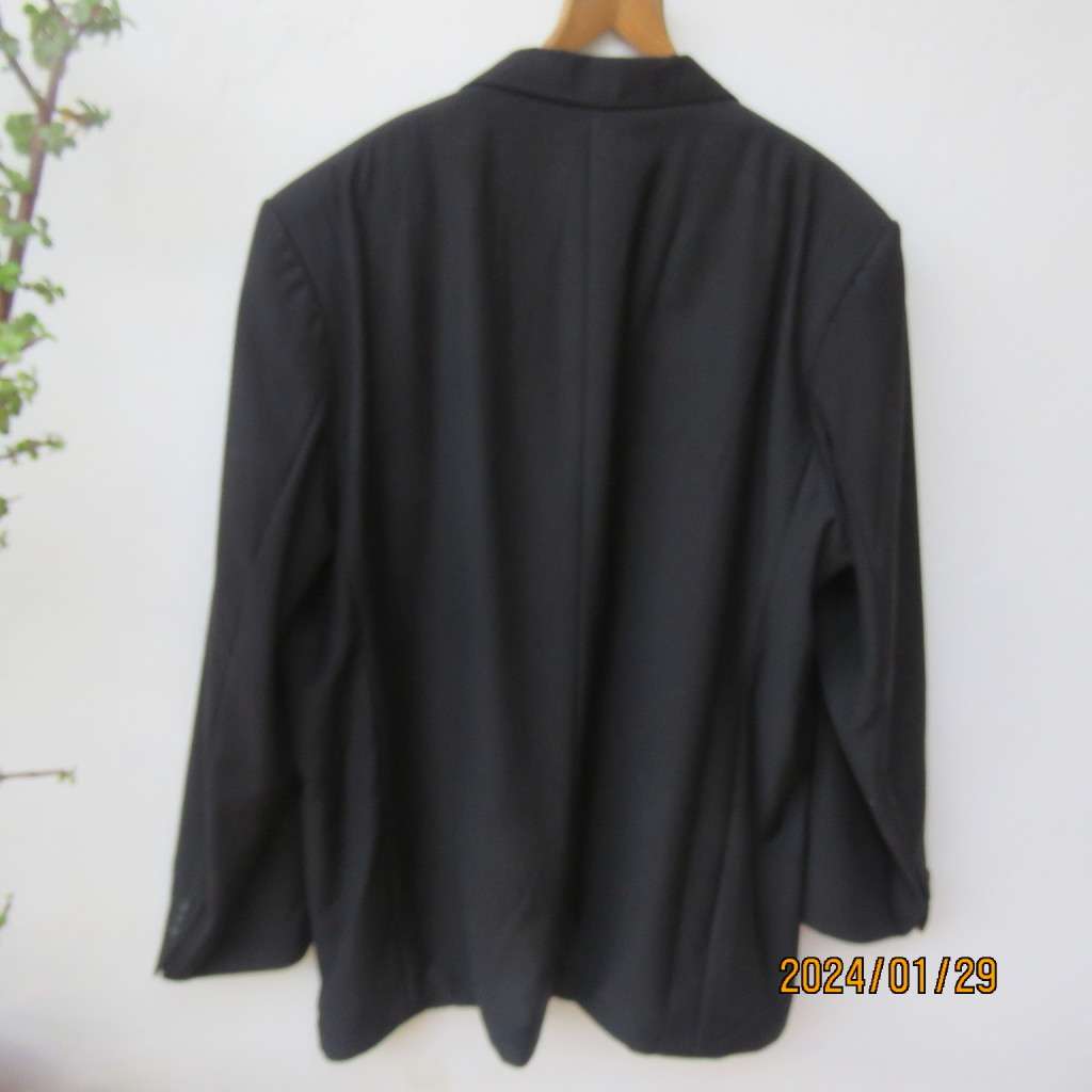 Very black handsome men`s jacket with 3 button closure. By RFG Clothing size 44-46. Not used.