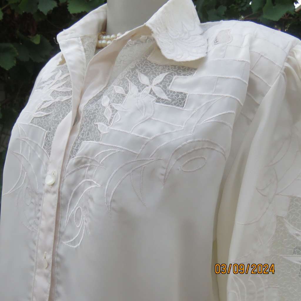 Just amazing rich cream long sleeve luxury embroidered blouse. Large size 40. Label cut. Brand new.