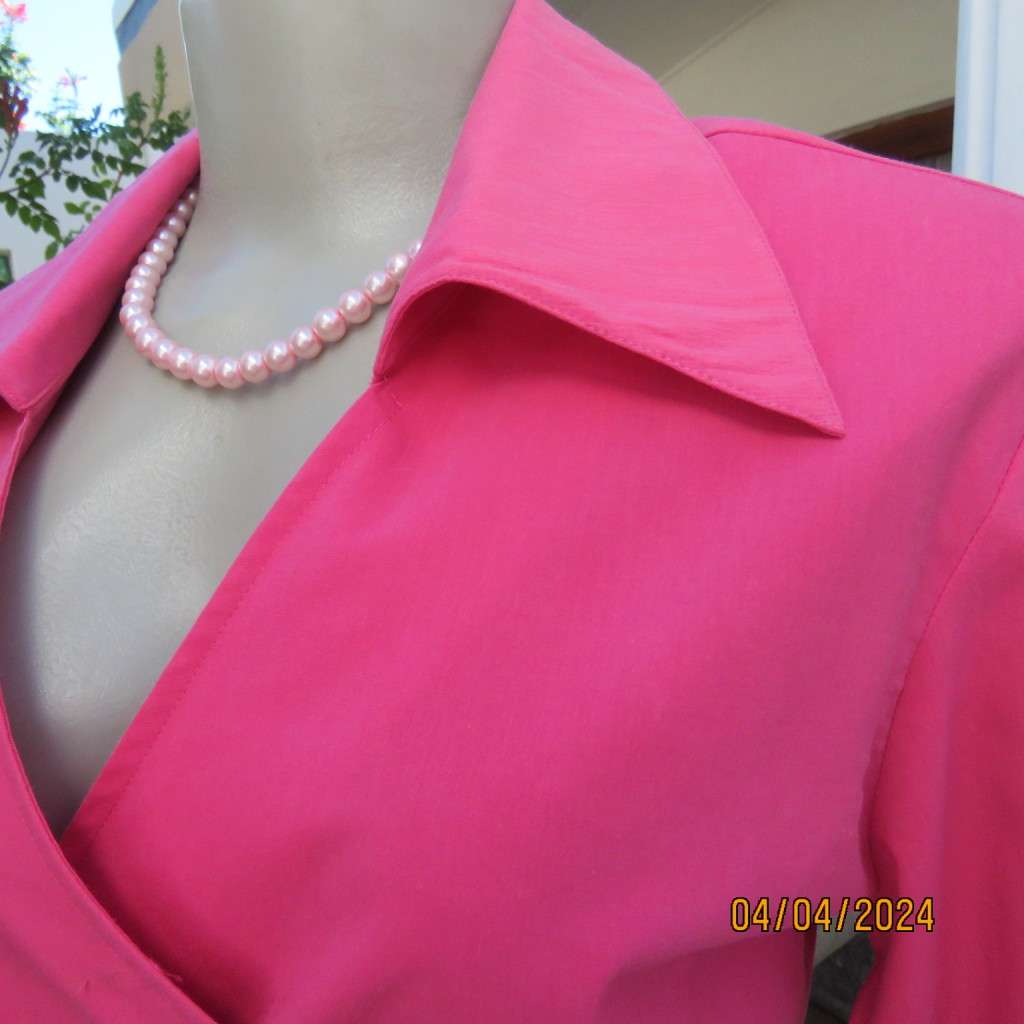 Beautiful crimson pink cross over long sleeve top size 38/14 by BE YOURSELF. With collar. Good cond