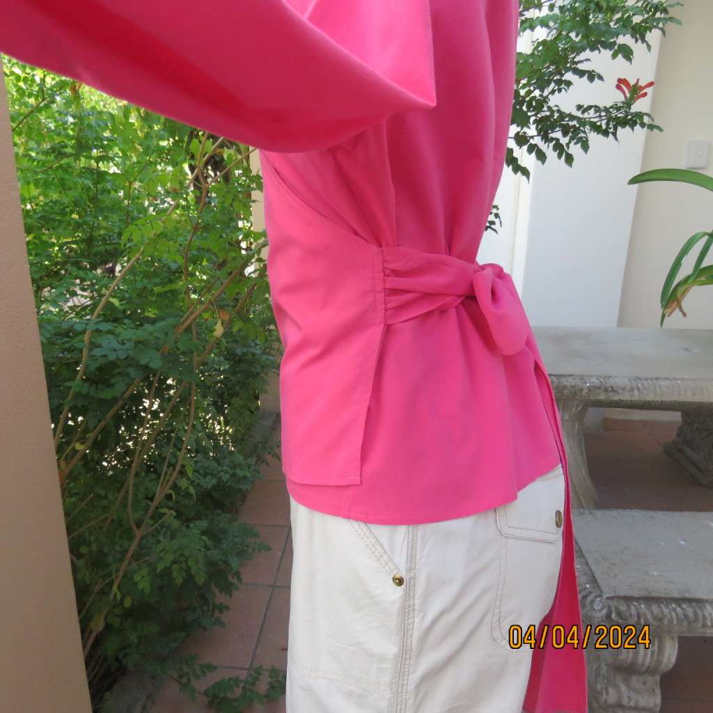 Beautiful crimson pink cross over long sleeve top size 38/14 by BE YOURSELF. With collar. Good cond