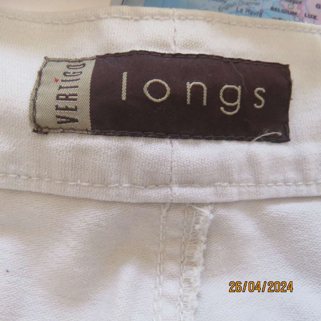 Stylish hardwearing cotton VERTIGO longs size 36 in beige. Pockets and detail galore!!. New cond.
