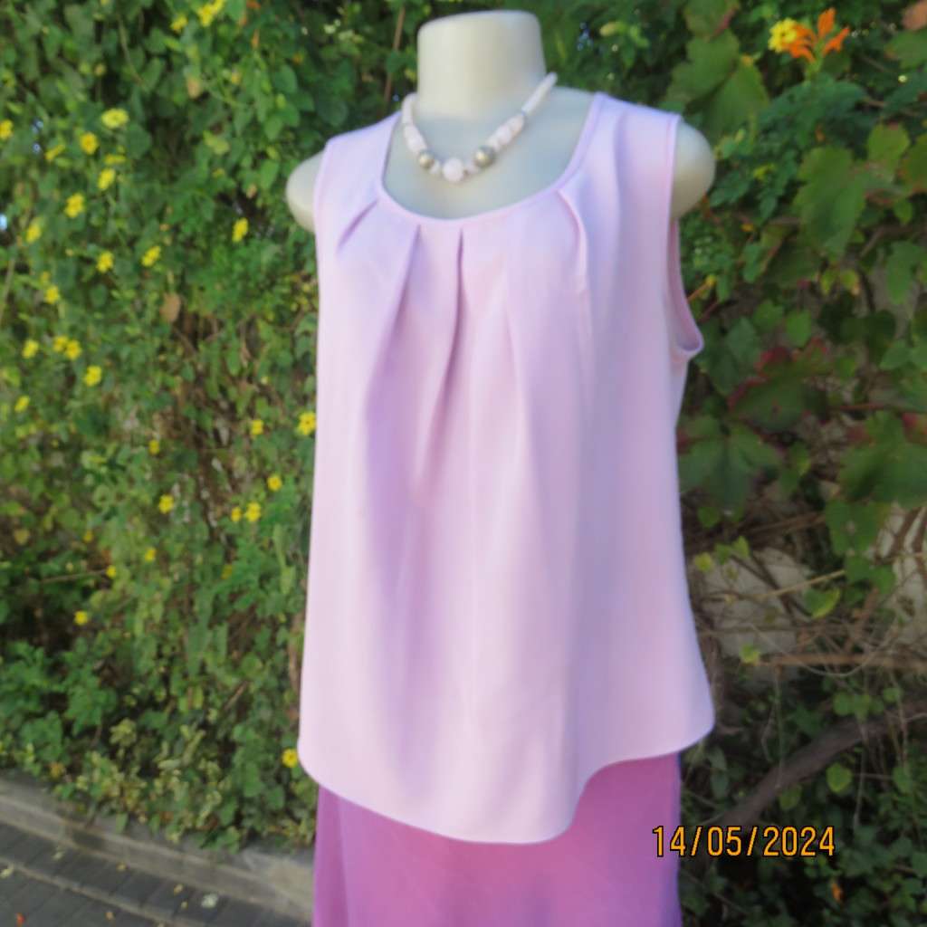 Beautiful soft lilac slip over sleeveless top. Scooped pleated front neckline. Size 40 by IMAGEMAKER