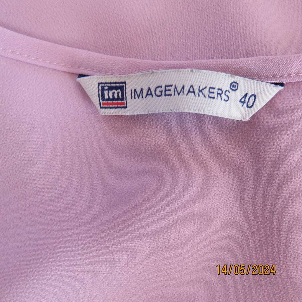 Beautiful soft lilac slip over sleeveless top. Scooped pleated front neckline. Size 40 by IMAGEMAKER