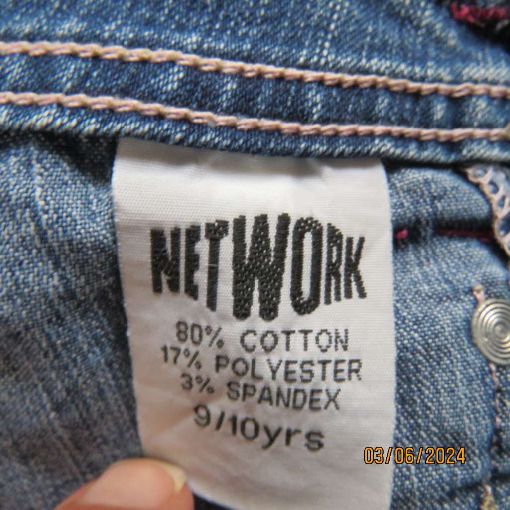 Sweet little blue denim jean a-line skirt for girl 9 to 10 yrs old. Polycotton stretch Front pockets