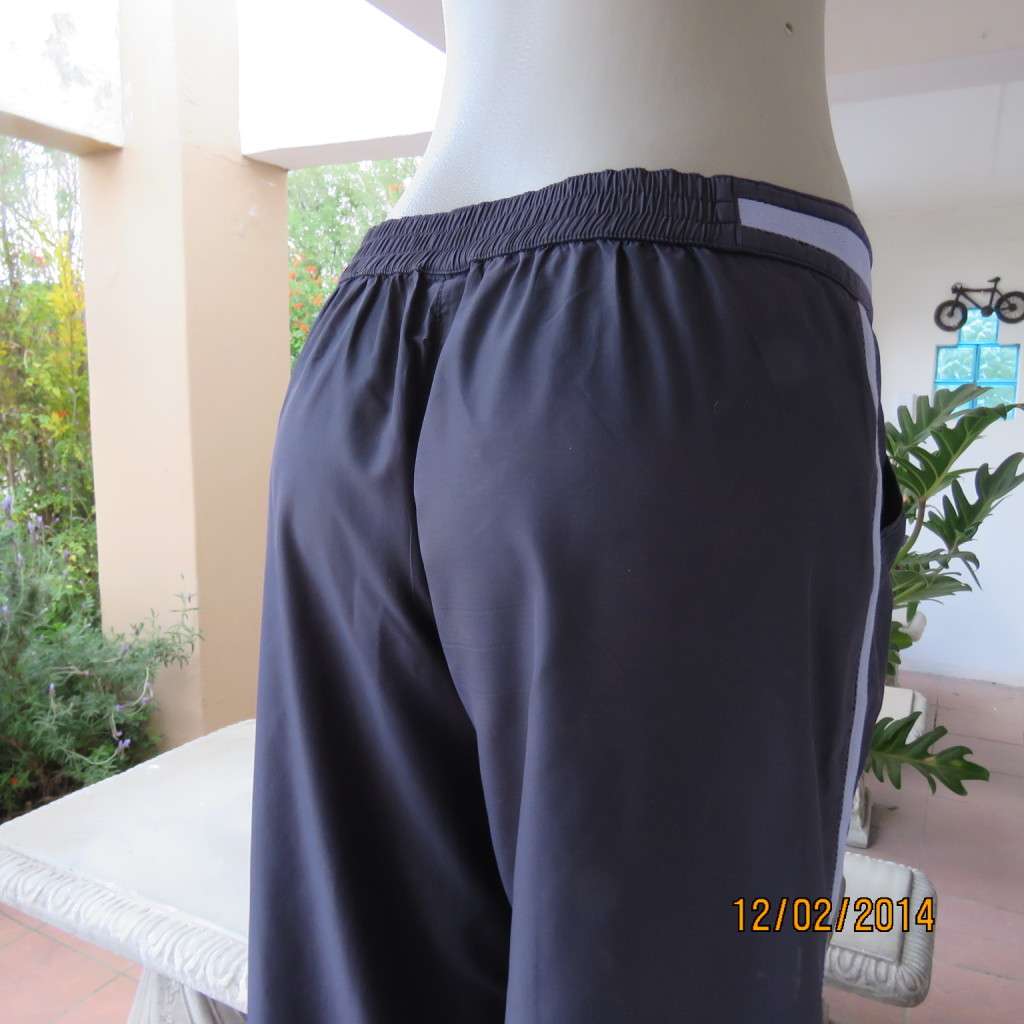 FUSION high quality grey polyester fitness pants. Blue bands at leg sides and front. Size 36.As new.