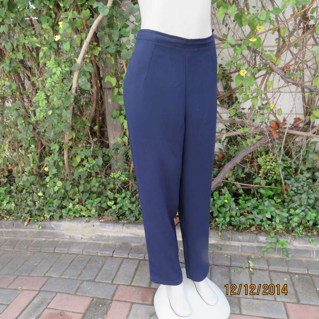 Comfy navy dress pants with plat front/elasticated waist back. Size 36 WOOLWORTHS. As new
