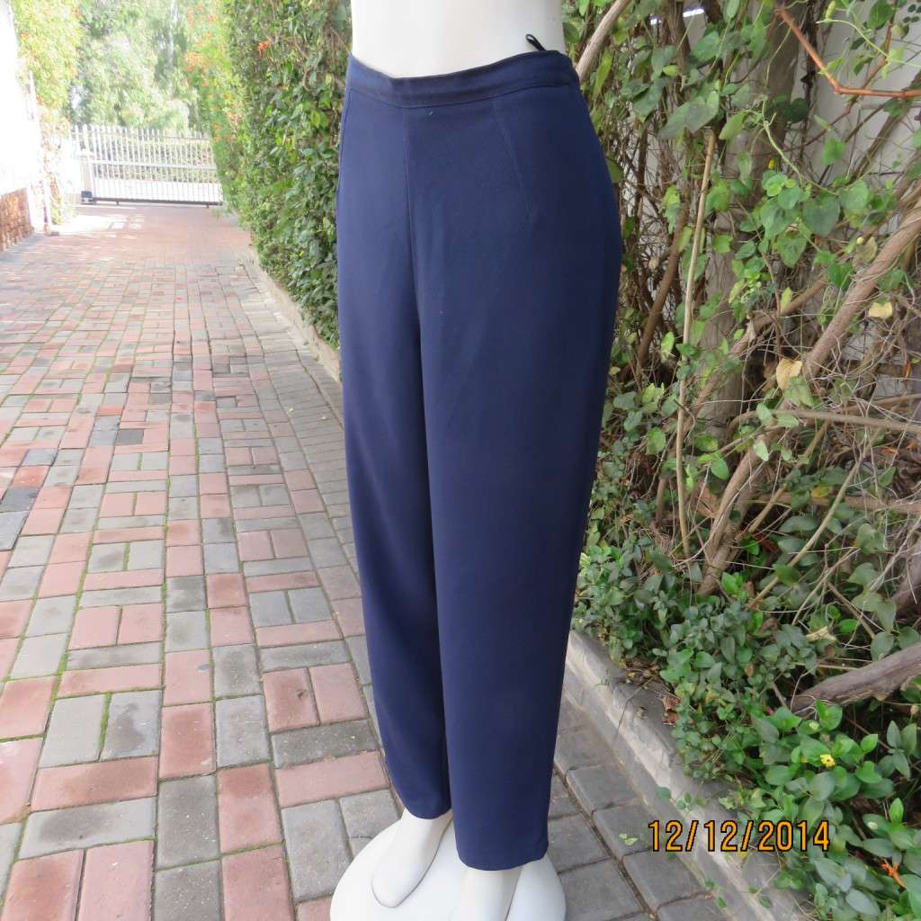 Comfy navy dress pants with plat front/elasticated waist back. Size 36 WOOLWORTHS. As new