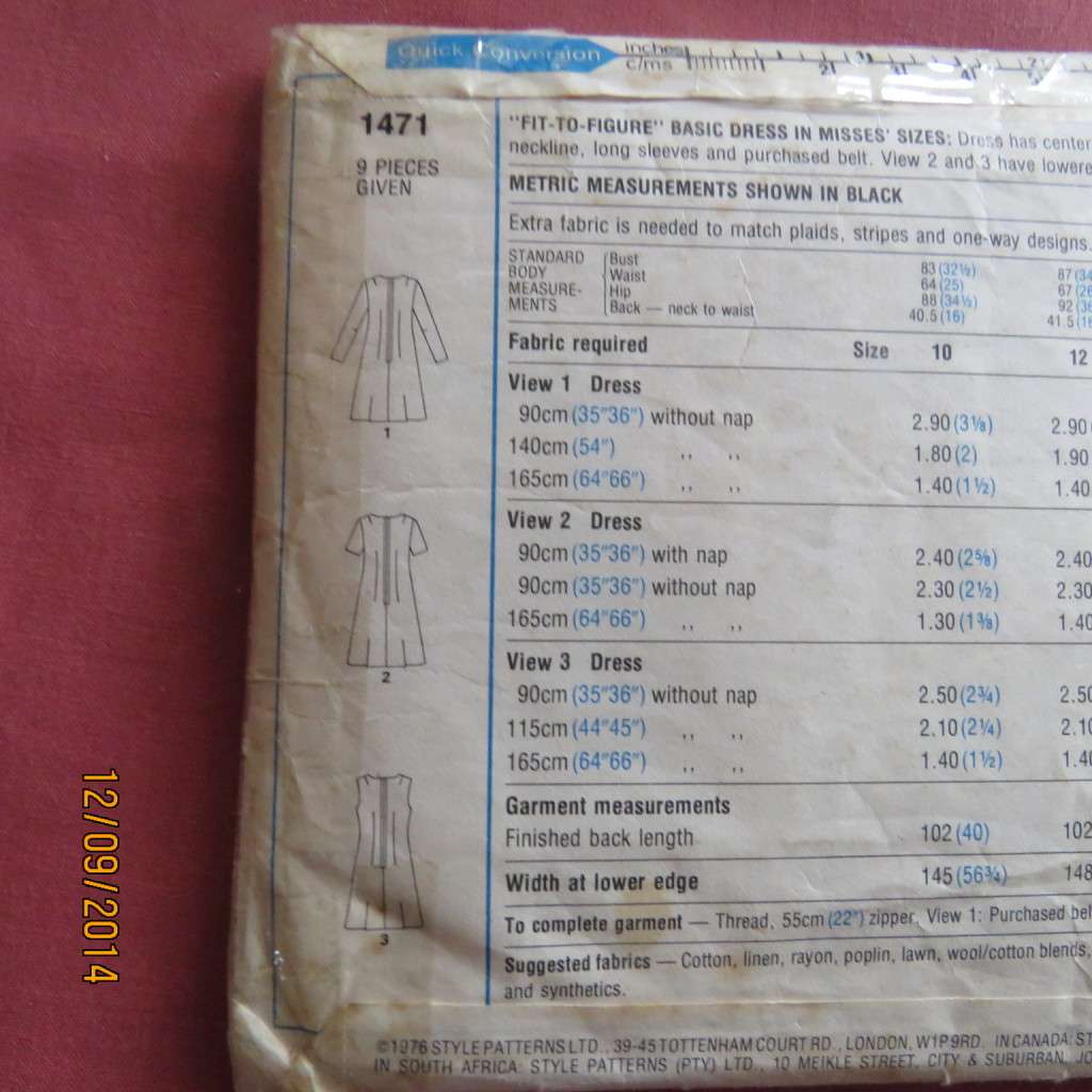 Sewing pattern for Fit to Figure dress by STYLE 1471 sizes  34 to 44. Complete.