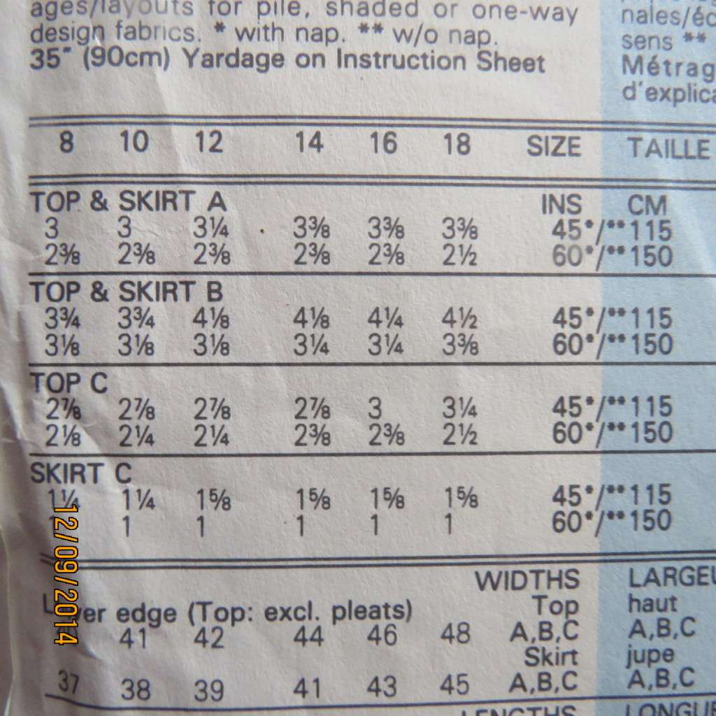 Sewing pattern for easy but stunning 2 pc outfit sizes 32 to 42. By BUTTERICK 3505. Good cond