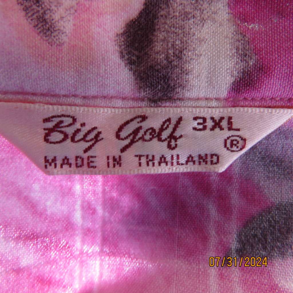 Smart textured cotton top in pink/lilac with white sheer patterns, One pocket.By BIG GOLF size 38.