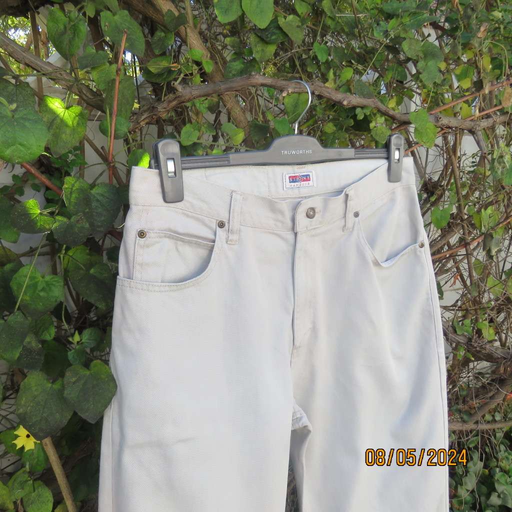 Men's light grey 100% cotton STONE HARBOUR denim pants size 34. Pockets. As new