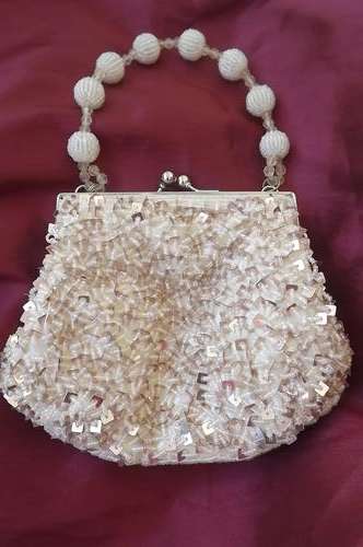 Small Vintage Evening bag with sequence and pearl decoration.- as new - On sale!! Marked down