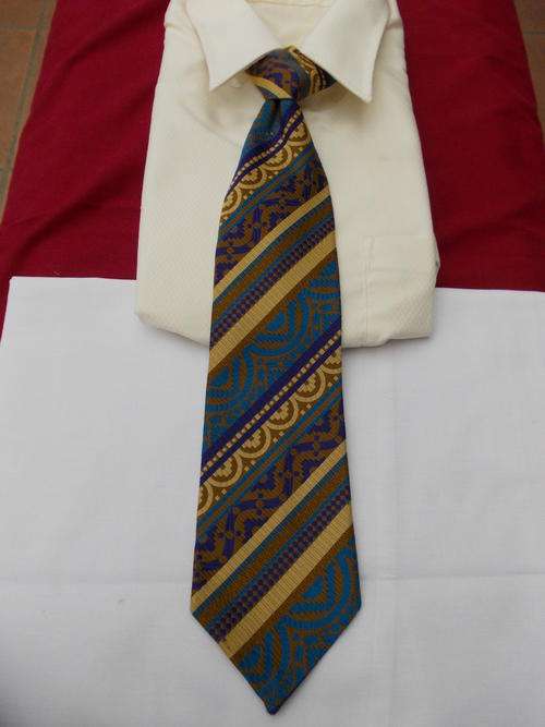 Wide Colourful Vintage Clip On Tie by Fleur-de-lis