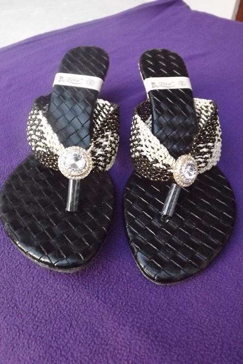 Pair of Tita Sandals in Black and Cream in Size 40-6