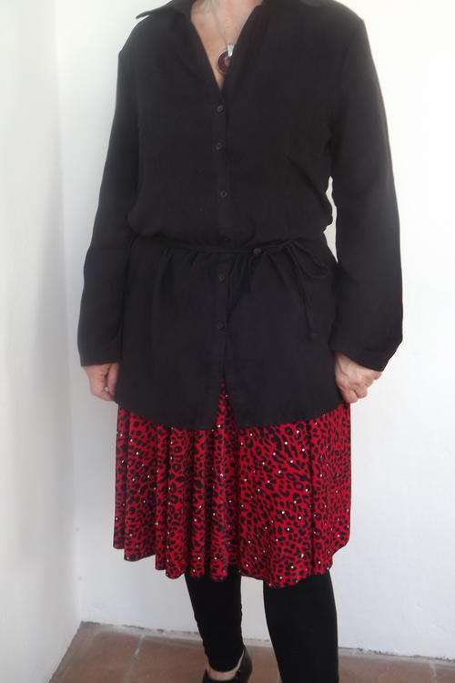 Black Vintage Casual Belted Jacket in Size 36/38.