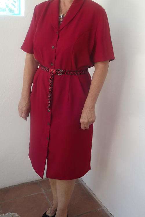 Red Vintage Button Down Dress in Size 38 - As New
