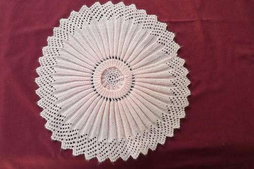 Knitted Peach Doily - 37cm diameter
