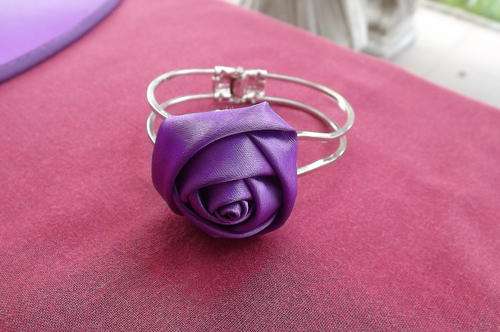 Bangle with Purple Satin Rose - never used