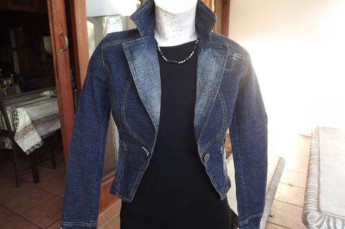 Short Denim Styled Jacket by Legit - 2 front pockets in size 6/30 - as new