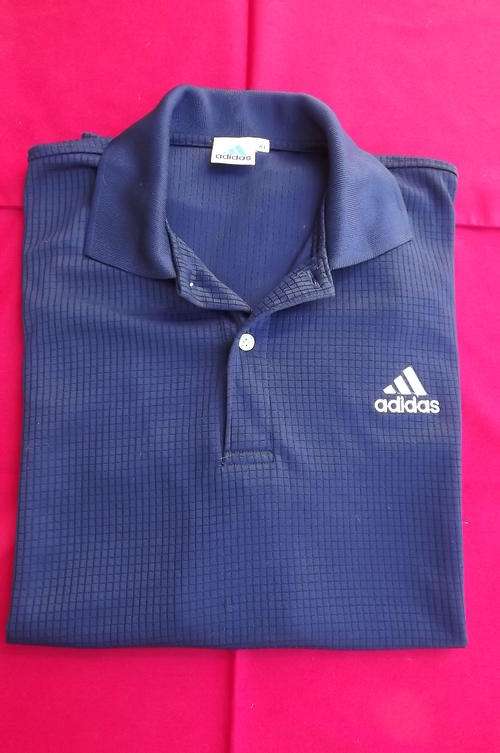 "Adidas" Navy Blue Casual Shirt in XL opening in front with 2 buttons-100% Cotton-not the real thing