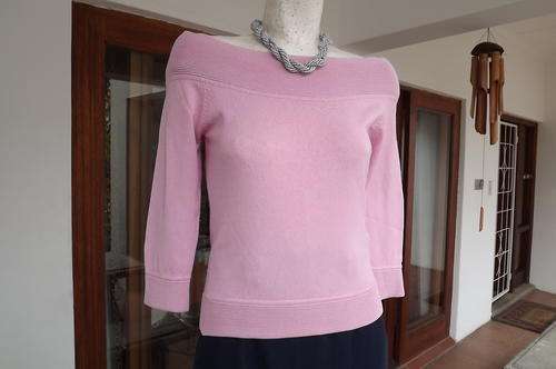 Pink Knitted Top with Boat Neck in size 10/34 - can be worn off the shoulder from Free Clothing